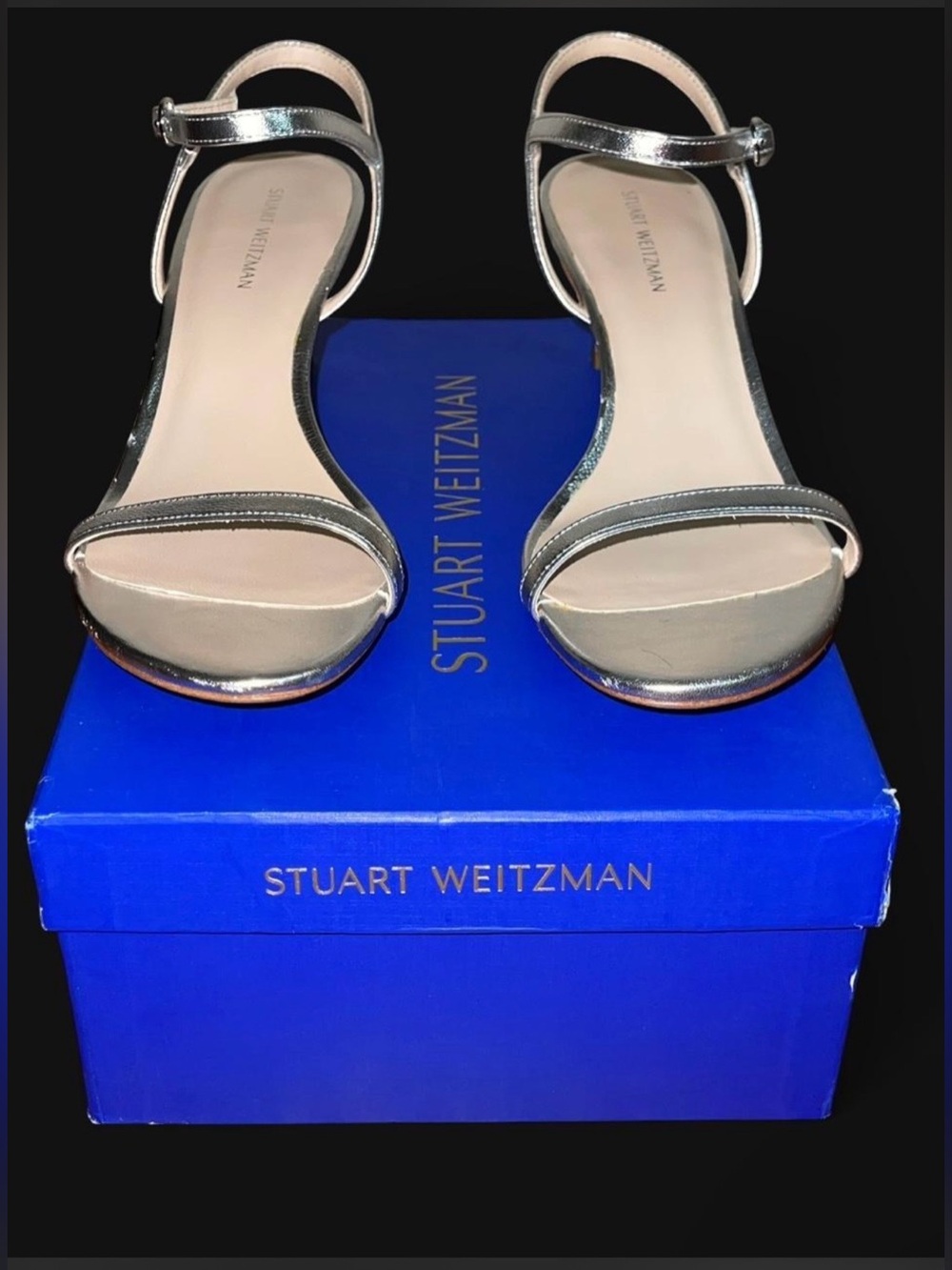 Stuart Weitzman Dancer Metallic Leather Stilletto Sandal - Picture 3 of 13
